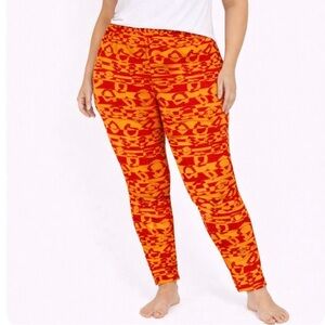 LuLaRoe two tone orange Halloween leggings SZ 2XL stretch pumpkins soft